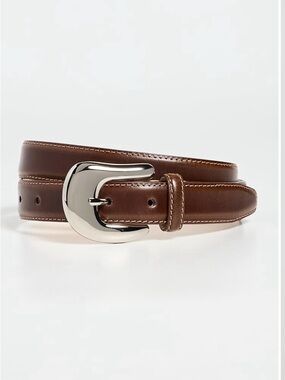 AUREUM Brown Leather Belt with Silver Buckle